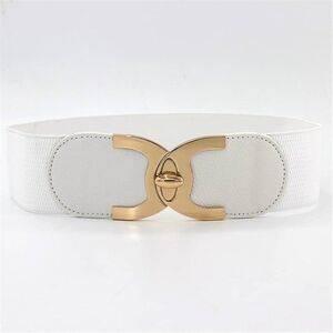 Wide Stretch Waist Belt – White with Gold Clasp | Size: S/M/L